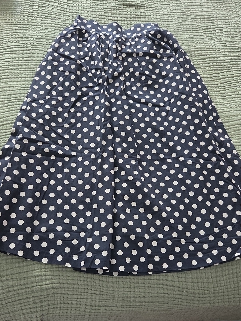 Navy Blue Polka Dot A-Line Maxi Skirt
